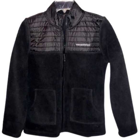 Vineyard Vines Full Zip 1/2 Quilted Fleece - Black - S - Picture 1 of 8